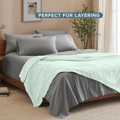 Bare Home Fleece Blanket - Twin/Twin Extra Long - Ultra-Soft Lightweight for Bed, Sofa, and Couch - Luxury Microplush - Cozy Warm Blanket (Twin/Twin XL, Spring Mint)