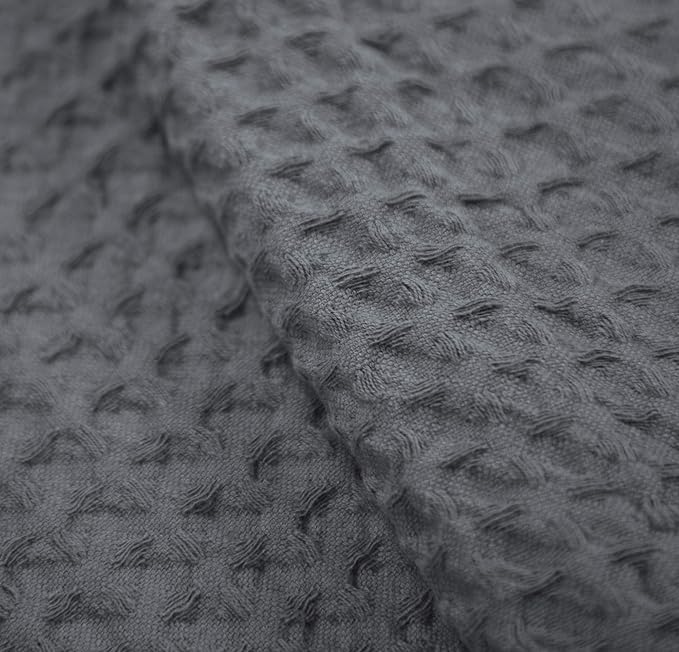 HILLFAIR 100% Combed Cotton Blanket– Twin XL Size Bed Blankets– Warm Soft All Season Breathable Lightweight Summer Blankets– Waffle Weave Home Decor Bed Blanket- Grey Bed Cotton Blankets/Bedcovers