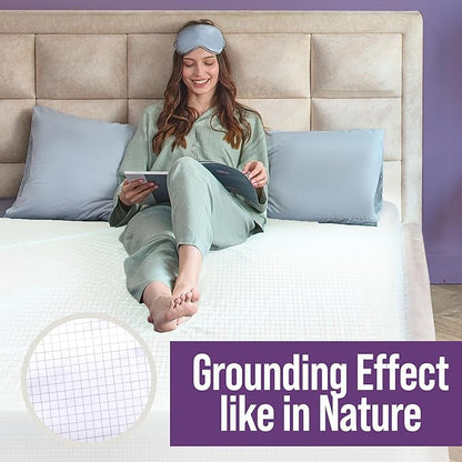 Earth Grounding Sheets Twin XL Size with 12% Silver Fiber & 4% Silk & 84% Cotton - White - SGS Quality Certified Grounded Well Bed Sheet - Conductive Fitted Sheet for Better Sleep