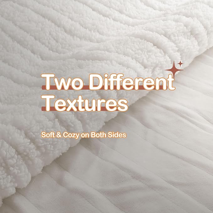 Heated Blanket Full Size Electric Blanket 72" x 84" with 5 Levels Heating & 10Hs Auto Off, Silky Microplush Flannel & Warm Sherpa Fabric, Machine Washable, Great Christmas Birthday Gifts, White