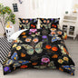 Black Floral Comforter Set Twin Size, Colorful Butterfly and Flowers Bedding Set, Soft Polyester Quilt Set with 2 Pillowcases