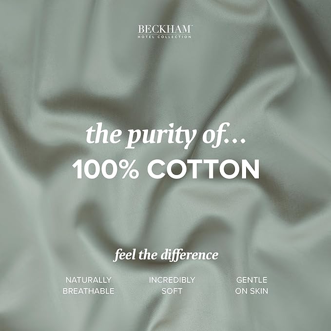 Beckham Hotel Collection Bed Pillows with Cotton Pillowcases Queen Size Sets of 2, Soft Down Alternative Pillows for Sleeping, Open End Cases for Easy Changing, Aqua Gray
