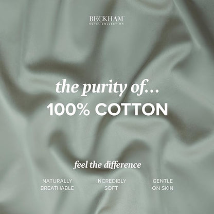 Beckham Hotel Collection Bed Pillows with Cotton Pillowcases Queen Size Sets of 2, Soft Down Alternative Pillows for Sleeping, Open End Cases for Easy Changing, Aqua Gray