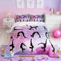 Gymnastics Comforter Set King Size,Dancing Lover Silhouette Bedding Set 3pcs for Kids Girls Woman Gymnast Room Decor,Cheerleading Sports Quilt Set Pink White Duvet Insert with 2 Pillowcases