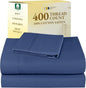 California Design Den Twin Size Sheets Set - 400 Thread Count Sateen, Natural 100% Cotton Sheets, Deep Pockets with All Around Elastic, Soft, Durable Bedding - Navy Blue