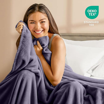 Bare Home Fleece Blanket - Twin/Twin Extra Long - Ultra-Soft Lightweight for Bed, Sofa, and Couch - Luxury Microplush - Cozy Warm Blanket (Twin/Twin XL, Dusty Purple)