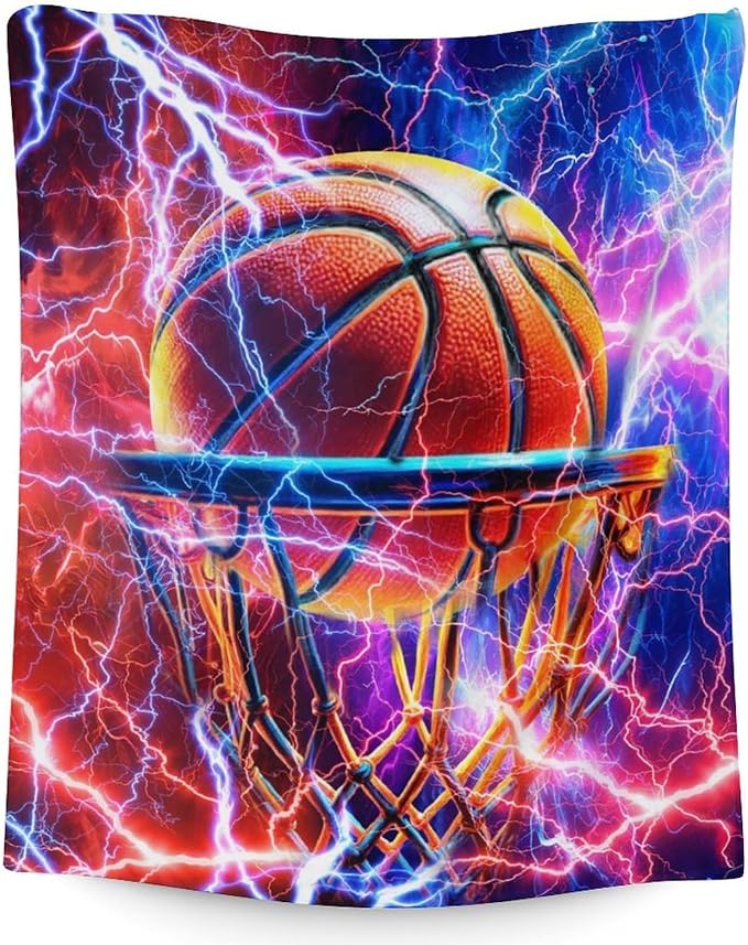 Kids Blanket Gifts Basketball Blankets for Boys, Toddler - 30" x 40" Lightweight Comfortable Sports Throws Stuff for Lap, Office & Crib