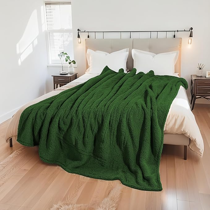 Electric Heated Blanket Full Size 72"×84" with 6 Heating Levels & 1-10Hs Auto Off, Heating Blanket Double Sided Plush Sherpa, Fast Heating, Machine Washable for Christmas Gift - Green