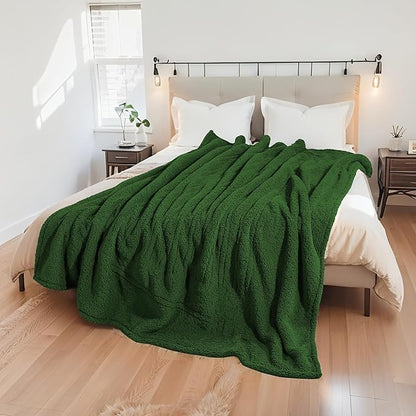 Electric Heated Blanket Full Size 72"×84" with 6 Heating Levels & 1-10Hs Auto Off, Heating Blanket Double Sided Plush Sherpa, Fast Heating, Machine Washable for Christmas Gift - Green