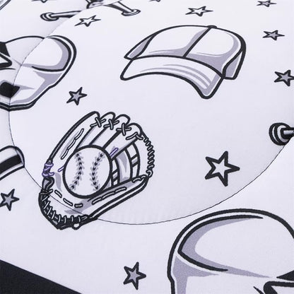 A Nice Night Sports Geometric Grid Black Patchwork Baseball Printed for Boys Twin 6Pcs Bed in A Bag Comforter Bedding Set, Red