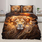 Lion Duvet Cover King Size, Trippy Golden Lion Bedding Set 3 Piece Bedroom Decor Modern Wild Animal Comforter Cover and 2 Pillow Sham with Zipper Closure