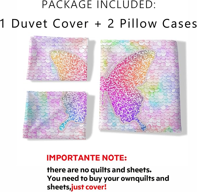 CVHOUSE Rainbow Butterfly Duvet Cover Set, Full Size, 1 Duvet 2 Pillowcases