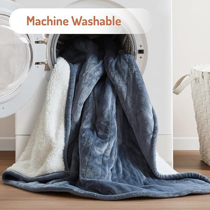 Degrees of Comfort Electric Throw Blanket Full Size - Soft Sherpa Heating Blankets with 6 Heat Settings, 10-Hour Auto Shut-Off, Overheat Protection, Etl Certified (Blue, 72x84 '' for Winter)