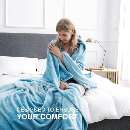 IR Imperial Rooms Fleece Blanket 16 Pack - Super Soft Fluffy Light Blue Throw Blanket for Sofa and Bed - Warm and Cozy Lightweight 400 GSM Microfiber Bed Throws Blankets, 50x60 Inches (Throw/Travel)