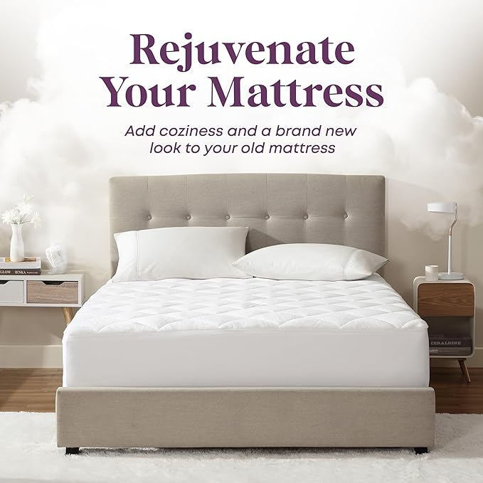 CirclesHome Crib Size Mattress Pad Pillow Top - Double Puff Fleece Top Down Alternative Mattress Protector -Soft, Comfortable, and Hypoallergenic - Stretches from 7-9 inches for Snug Fit