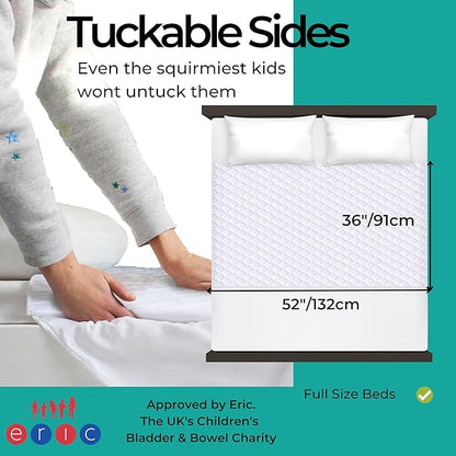 Hygge Sheets® Potty Training Pee Pads for Kids, Toddlers - 100% Waterproof, Non Slip Bed Wetting Pad for Full Size Beds - Washable, Reusable Mattress & Sheet Protector - White