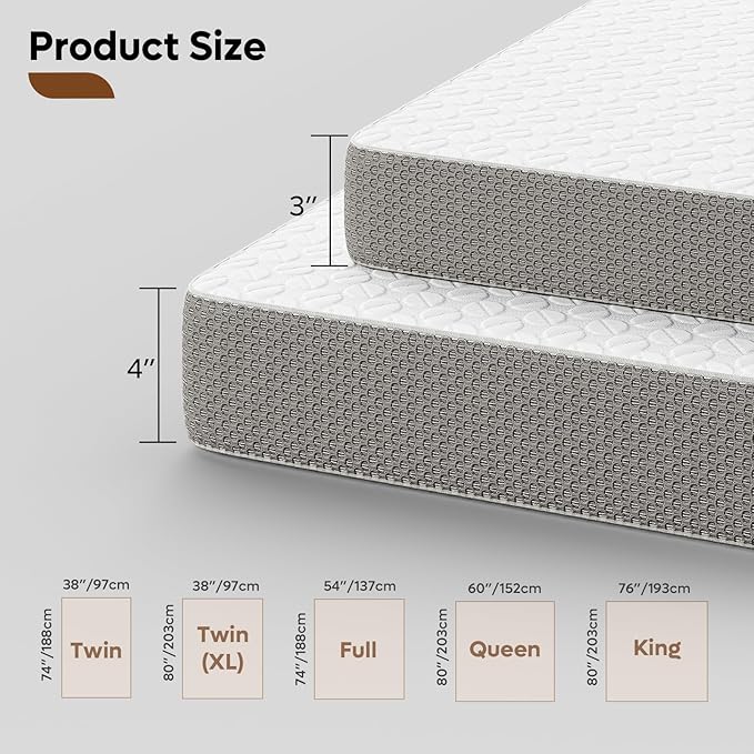 Bestier Gel Memory Foam Mattress Topper - Tencel Ice Silk Mattress Topper - Plush Feel - Mattress Pad with Naturally Cooling and Pressure Relief - Queen Size, 3 Inch