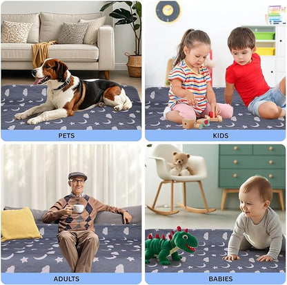 Retrona® Washable Underpads 34" x 52" Pack of 4 Heavy Absorbency Reusable Bedwetting Incontinence Pads for Adults, Kids, & Pets - Waterproof Protective Pad for Bed, Couch, Sofa, Floor (4 Pack - 34x52)