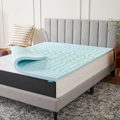 LUCID 2 Inch Zoned Gel Memory Foam Mattress Topper, Twin