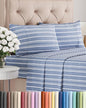 Twin XL 4 Piece Sheet Set - Comfy Breathable & Cooling - Soft Hotel Luxury Bedding Set with 8-16 Inch Deep Pockets - 1 Flat & 1 Fitted Sheet & 2 Pillowcases - Wrinkle Free & Easy Care - Blue Stripes 3
