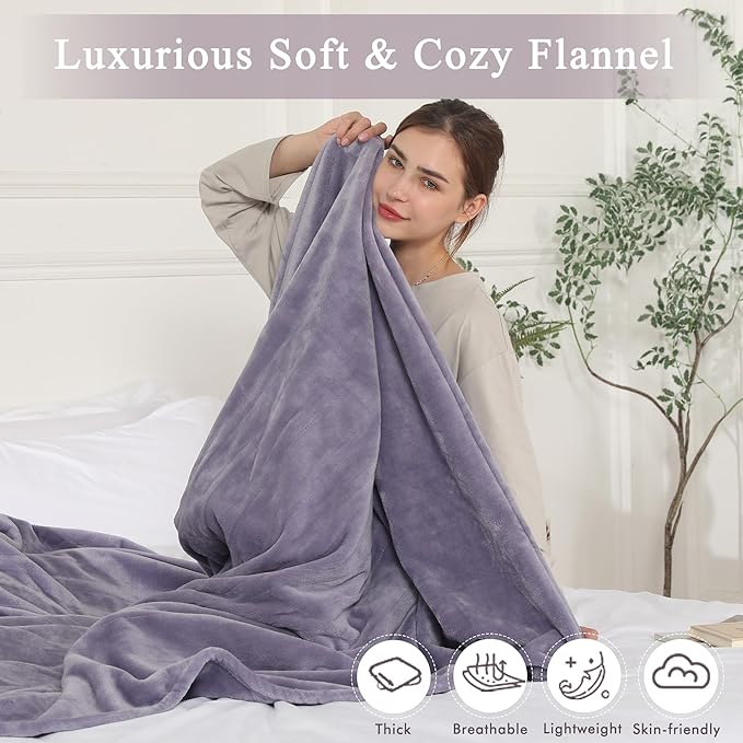 Heated Blanket Full Size, Super Soft Cozy Upgraded Flannel Electric Blanket with 6 Heating Levels & 1-10 Hours Auto Off, Heating Blanket for Whole Body, Overheat Protection, 72" x 84", Lavender