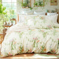 Duvet Cover Queen Size 100% Cotton Reversible Green Leaves Duvet Cover Set with Zipper Closure, 3 Pieces Vintage Flower Floral Bedding Comforter Cover, Ultra Soft & Breathable