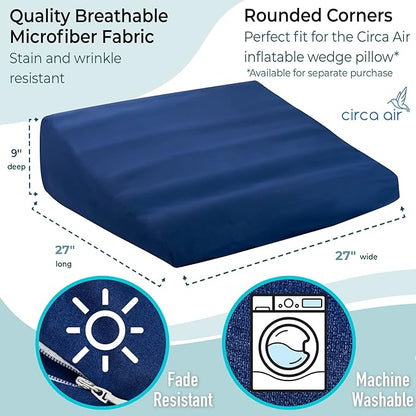 Circa Air Wedge Pillow Cover - Ultra Soft 100% Microfiber Wedge Pillow Case (27x27x8), Zip Cover, Extra Wide Large