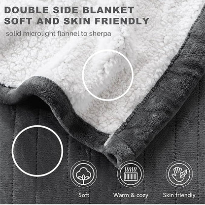 Degrees of Comfort Sherpa Plush Heated Blanket, Full Size Bed Electric Blankets with 6 Heat Settings Controller | 1-10 Hour Auto Shut Off |Washable, 72" X 84" Grey