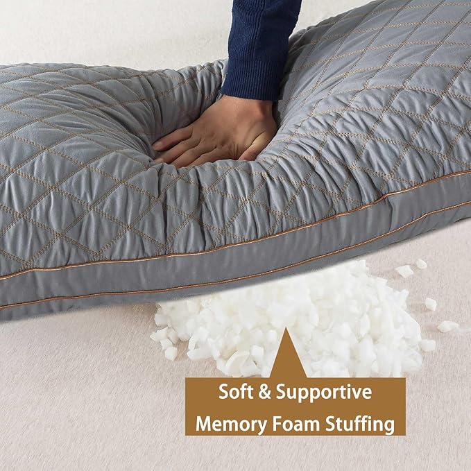 WhatsBedding Memory Foam Body Pillow for Adults, Long Pillow for Sleeping, Full Body Pillow for Bed - Dark Grey,20x54 inch