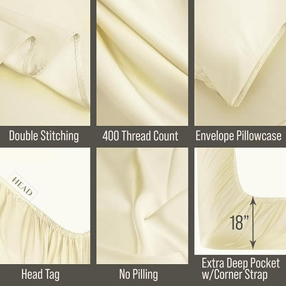 Bella Coterie Luxury Bamboo Viscose 34” Split Top King Size Sheet Set | 1 Fitted Sheet for Sleep Number & Adjustable Beds | 100% Organically Grown | Cooling & Soft | 18” Deep Pocket [Lemonade]