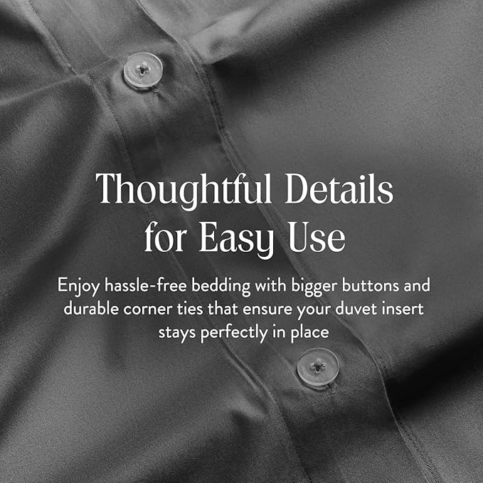 Brooklinen Luxury Sateen Duvet Cover - 100% Cotton, Twin/Twin XL Size in Slate Grey with Extra-Long Corner Ties and Button Closure - Best Twin/Twin XL Duvet Covers