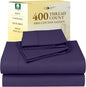 California Design Den Natural 100% Cotton Sheets, Soft Queen Sheet Set, 400 Thread Count Sateen, Deep Pockets with All-Around Elastic for a Snug Fit, Durable Bedding Set - Dark Purple