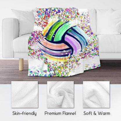 Volleyball Blanket Gifts - 30"x40" Sports Throw Blanket for Adults, Kids - Colorful Soft Plush Throws for Couch & Travel