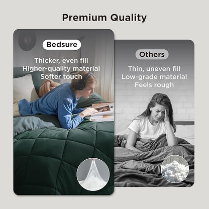 Bedsure Queen Comforter Set Emerald Green - 7 Pieces Reversible Bedding, Queen Size Bed Set for All Seasons, Bed in a Bag with Down Alternative Comforter, Sheets, Pillowcases & Shams