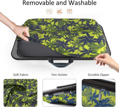 Millhome Lap Desk | Portable Laptop Desk – Fits Up to 17.3" Laptops – Detachable & Washable Cushion, Phone Holder, Device Ledge – for Writing, Working, Reading on Bed, Couch, Sofa, Floor – Green Palm