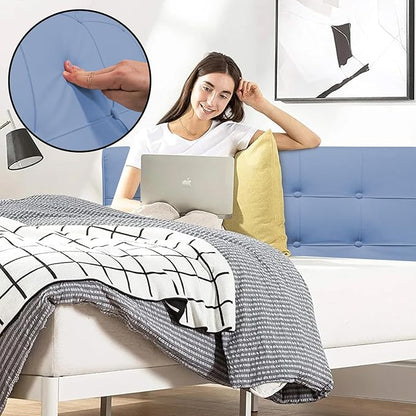 BCU Headboard Twin XL Upholstered Wedge Pillow Headboard Adjustable Washable with Side Pocket for College Dorm Room Twin XL Bed, Blue