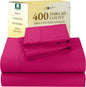 California Design Den Queen Bed Sheets Set - 400 Thread Count Sateen, Natural 100% Cotton Queen Size Sheet Set, Deep Pockets with All Around Elastic, Soft, Durable Bedding - Hot Pink