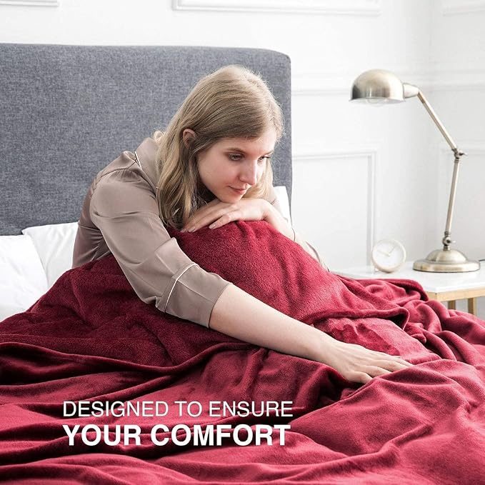 IR Imperial Rooms Fleece Blankets Queen Size 90x90 Inches- 8 Pack - Super Soft Fluffy Throw Blanket for Sofa and Bed - Warm and Cozy Lightweight 400 GSM Microfiber Bed Throws Blankets (Burgundy)