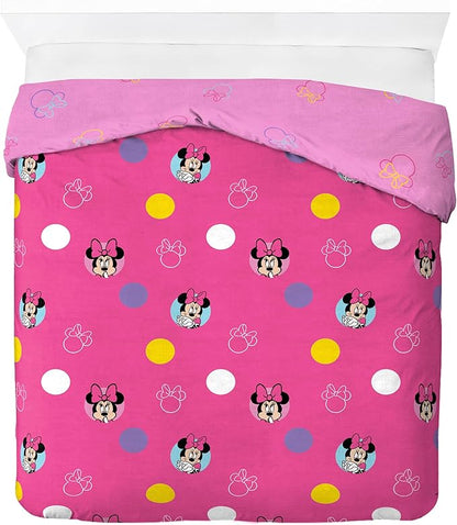 Jay Franco Duvet Cover Set – 3 Piece Comforter Cover and Sham Set, Super Soft Cozy Kids Bedding (Insert Not Included) Pink- Minnie Mouse, Queen