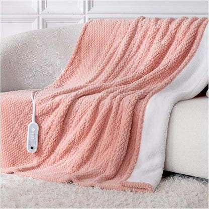 Heated Blanket Electric Blanket King Size, 90" x 100" Fast Heating Blanket with Dual Control 8 Heating Levels & 10 Hours Auto Off, Machine Washable, ETL & FCC Certification, Pink