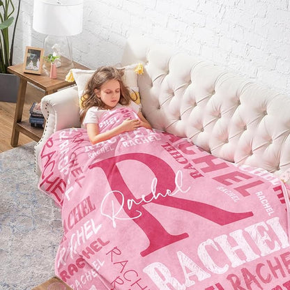 Personalized Blankets for Teen Girls Boys - Printed in USA, Custom Blanket with Kids Names, Ultra-Soft Flannel Monogrammed Baby Throws Blankets, Customized Christmas Brithday Gifts for Adults