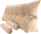 Triangular Reading Bed Rest Pillow Large Bolster Cushion Headboard Backrest Wedge Pillow with Two Detachable Roll Pillows for Neck & Lumbar Support (Champagne, Queen: 59 x 8 x 20 inches)