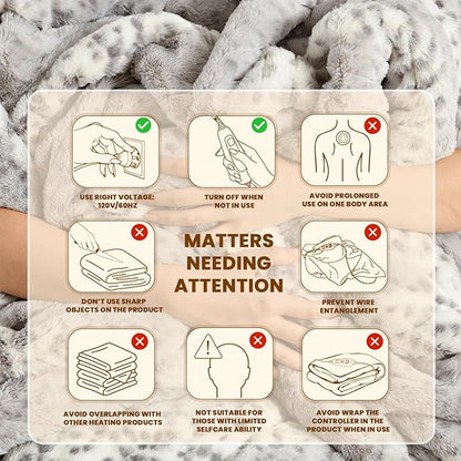 Bearhug Electric Heated Throw Blanket 50" x 60", Reversible Faux Fur & Sherpa, 6 Heating Levels & 4H Auto Off, Over-Heat Protect, ETL Certification, Machine Washable