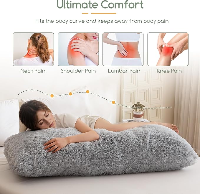 HIGOGOGO Body Pillow for Adults Extra Long Full Body Pillow with Removable Cover and Memory Foam Filling, for Side Sleepers and Pregnancy, Soft Support Pillow, Machine Washable (20x54 Inch)