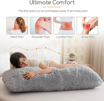 HIGOGOGO Body Pillow for Adults Extra Long Full Body Pillow with Removable Cover and Memory Foam Filling, for Side Sleepers and Pregnancy, Soft Support Pillow, Machine Washable (20x54 Inch)