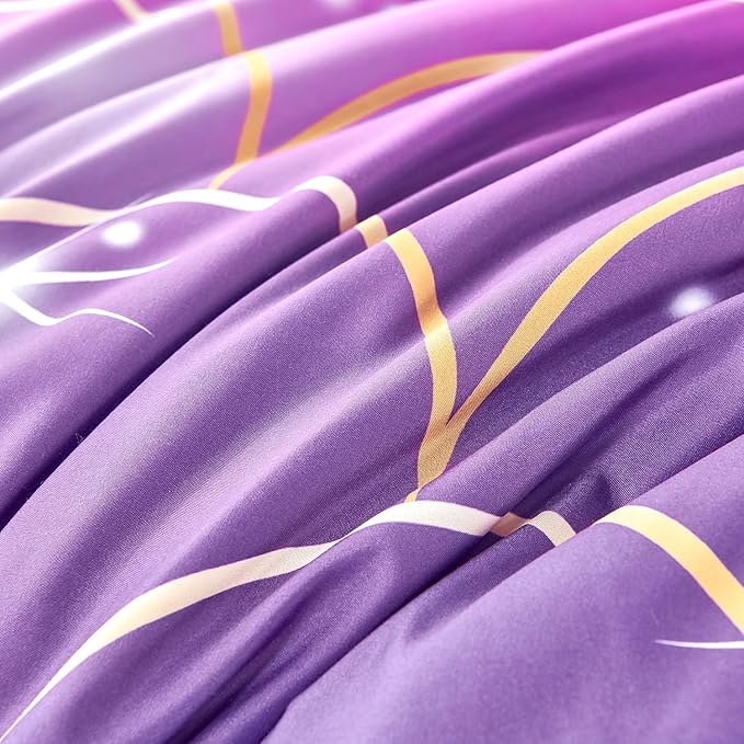 URBONUR Pink Purple Comforter Set Full Size for Girls 6 Piece Bed-in-a-Bag Glitter Mermaid Kids Bedding with Sheets
