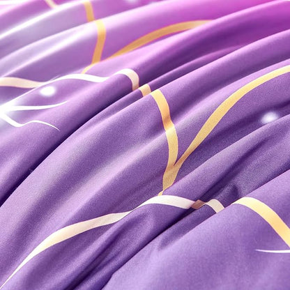 URBONUR 6Pcs Gradient Glitter Comforter Set Queen Size for Girls Sparkle Mermaid Pink Purple Bed in A Bag Soft & Breathable Kids Teen Queen Bedding Set