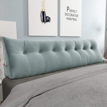 Wedge Headboard Pillow Dorm Room Reading Pillow Back Support for Sitting Up in Bed Bolster Lumbar Cushion Body Positioning Bedrest Gifts for Mom Velvet 76in Light Gray King