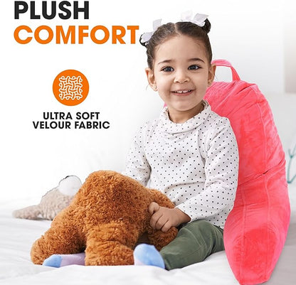 Cheer Collection Reading Pillow with Arms – Portable Bed Pillow for Sitting Up & Support, Foam-Filled Back Rest Pillow for Sitting in Bed & Couch, Machine Washable, Hot Pink