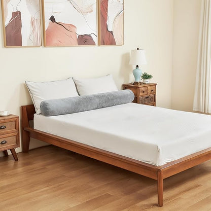 SyMax 7.8"x60" Body Pillow for Queen Bed, Bolster w/Removable Polyester Cover, Headboard Gap Filler Pillow, Light Grey